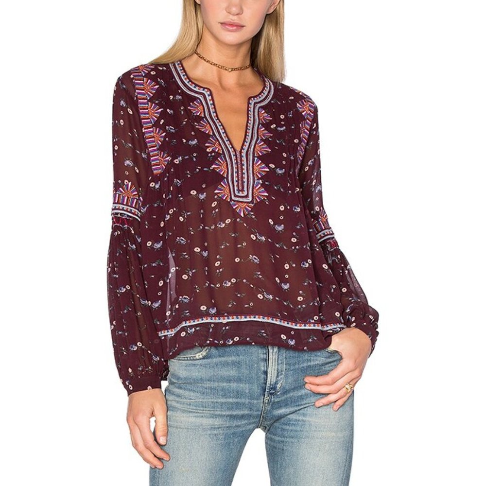 Ulla Johnson Jamila Blouse in Bordeaux